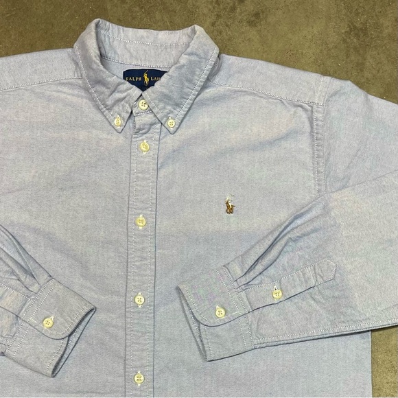 Polo Ralph Lauren Flesh Pony Chambray Button Down Long Sleeve Shirt - Picture 1 of 8